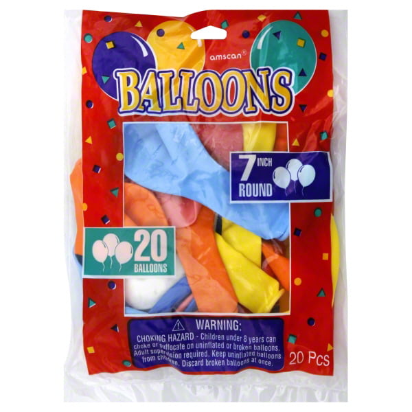Assorted Colors Round Latex Balloons Party Decor Amscan 11028 Pack of 20