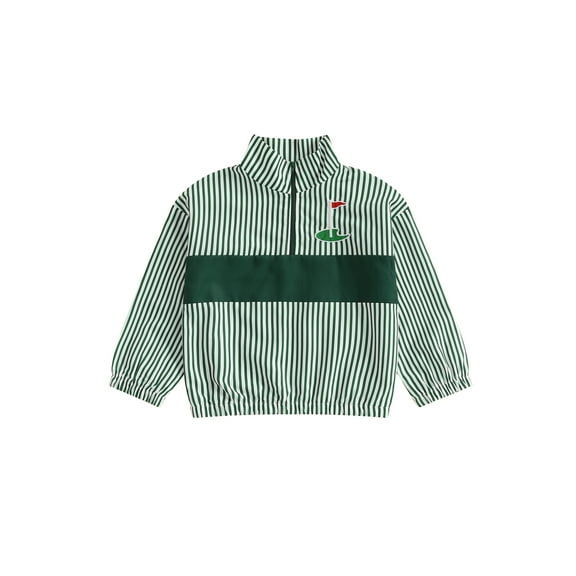 BemeyourBBs Toddler Boy Shirt Golf Embroidery Striped Half Zipper Long Sleeve Tops