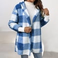 thumbnail image 2 of Tmtolofot Women Plaid Fuzzy Sweater Cardigan Coats Trendy Long Sleeve Jackets Sherpa Thermal Open Front Loungewear Outerwear for Lady,Blue,Small, 2 of 7