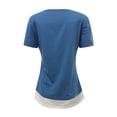 thumbnail image 4 of B91xZ T-Shirts d'Entraînement pour Femmes Manches Courtes Col Rond Tunique Décontractée Blouse, Bleu TG, 4 of 5