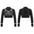 thumbnail image 6 of iiniim Girls Cheerleading Cropped Tops Shiny Rhinestone Contrast Color Long Sleeve Mock Neck Gymnastic Dance Tee Black 8, 6 of 7
