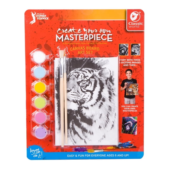 Set de arte Fishwick #1 mini tablero de lienzo con base de corcho