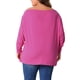 thumbnail image 3 of Blusas básicas de manga larga sin hombros para mujer de tallas grandes Agnes Orinda, camisetas de 2X en rosa intenso, 3 of 5