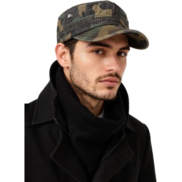 Fasbys Military Army Cadet Hat Men Women Unisex Cotton Flat Top Camo Baseball Cap Adjustable Daily Sports Camping Hat