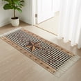 thumbnail image 3 of Kitchen Rug Runner 2'x 5', Brown Texas Star Retro Indoor/Outdoor Washable Carpet with Tassels, Country Star Buffalo Plaid Wooden Reversible Low-Pile Soft Area Rug for Living Room, Bedside, Sink, 3 of 9