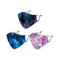 thumbnail image 1 of Washable Face Mask with Adjustable Ear Loops & Nose Wire - 3 Layers, 100% Cotton Inner Layer - Cloth Reusable Face Protection, Filter Pocket - Made in USA - 3 Pack (Galaxy, Blue Galaxy, Milkyway), 1 of 9