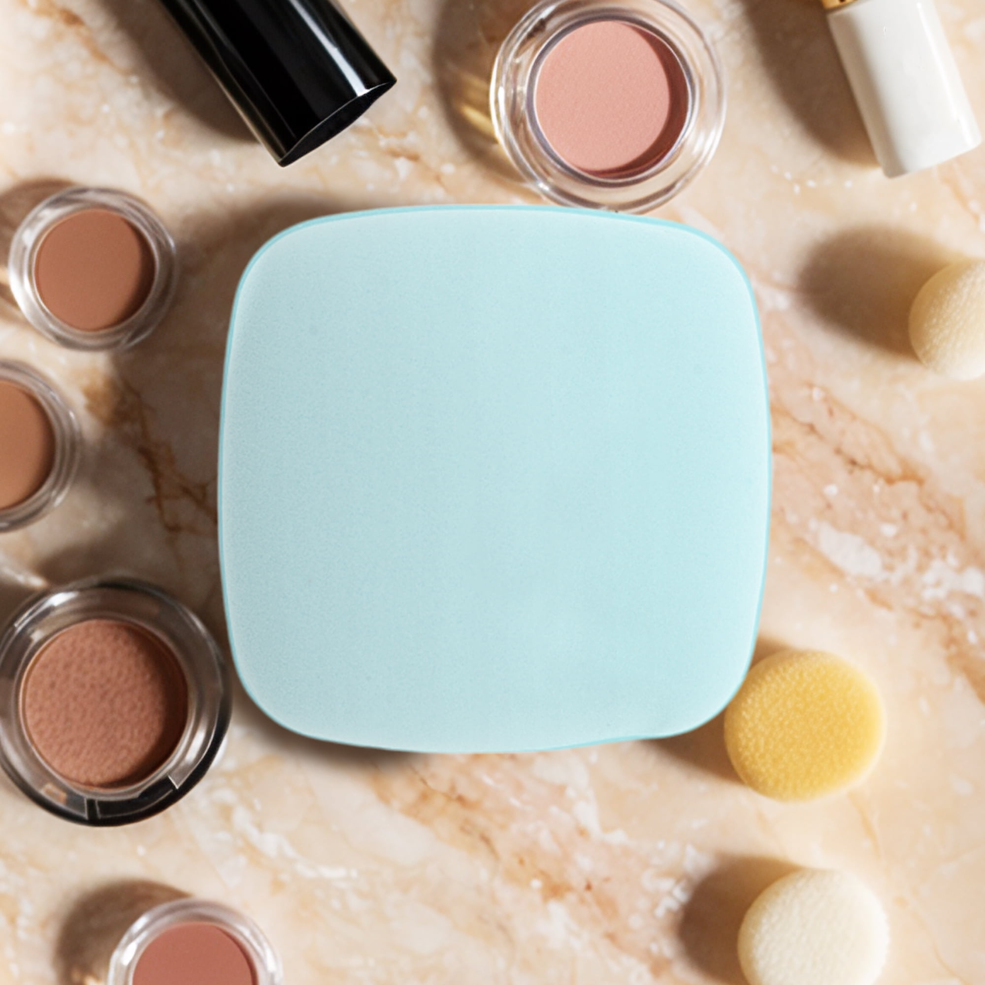 Unique Bargains 5 Pcs Square Face Makeup Sponge for Travel Light Blue