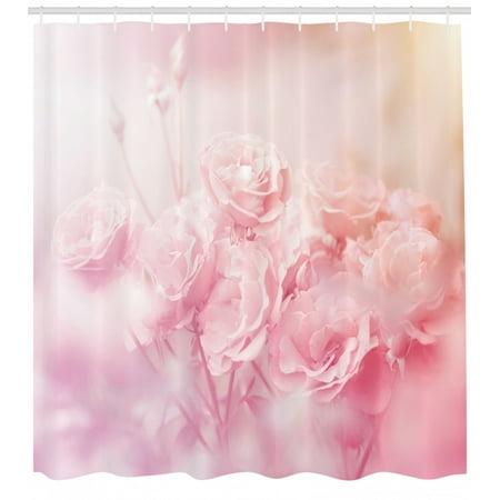 Rose Shower Curtain Dreamlike Spring Nature Theme Blurry View