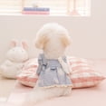 thumbnail image 4 of Small Dog & Cat Pet Dress with Leash Attachment, Blue Striped Embroidered Pullover, Breathable Polyester Bow Outfit, 50 x 40 cm, 4 of 6