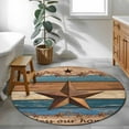 thumbnail image 3 of Western Texas Star Retro Round Area Rug 3.3Ft Washable Circle Rugs for Dining Room Table, Country Farmhouse Dark Blue Brown Wooden Non-Slip Carpet Floor Mats Indoor Outdoor Carpet Runner Home Decor, 3 of 8