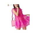 thumbnail image 3 of Sunloudy Vestido Corto Femenino, Color Sólido Cuello Redondo Manga Volante Con Volantes Traje De Verano Suelto De Una Pieza, S/M/L Sunloudy  moda, 3 of 10