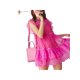 thumbnail image 3 of Sunloudy Vestido Corto Femenino, Color Sólido Cuello Redondo Manga Volante Con Volantes Traje De Verano Suelto De Una Pieza, S/M/L Sunloudy  moda, 3 of 10