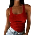 thumbnail image 5 of enyan Women's Basic Double Lined Scoop Neck Tank Tops Adjustable Tank Summer Sleeveless Tops Womens Tops Casual,Red,XXXXL, 5 of 7