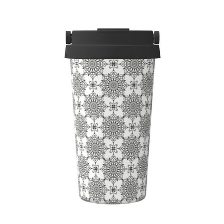 

KLL Retro sketch flower lines Pattern Stainless Steel Vacuum Insulated Tumbler - Carry Insulated Coffee Mug - Reusable Insulated Cold Brew Iced Coffee Cup Thermos