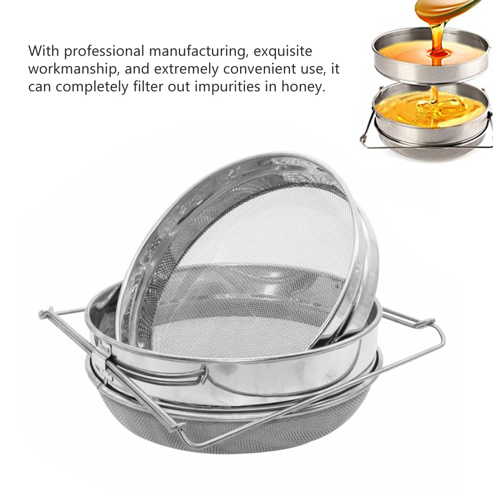 Powerlift Honey Strainer Stainless Steel Double Layer Sieve Honey Strainer Beekeeping Honey Extractor Filter 2Pcs