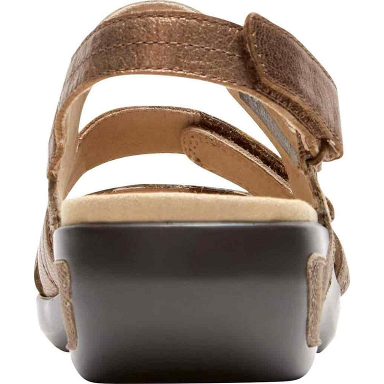 Womens Power Comfort Three Strap Sandal Shoes Metallic Taupe US