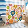 thumbnail image 5 of No Hook Shower Curtain, Vintage Boho Floral Shower Curtains for Bathroom with See Through Top Window, Yellow Pink Floral Bohemia Beige Waterproof & Washable Bath Curtain 66"x72", 5 of 9