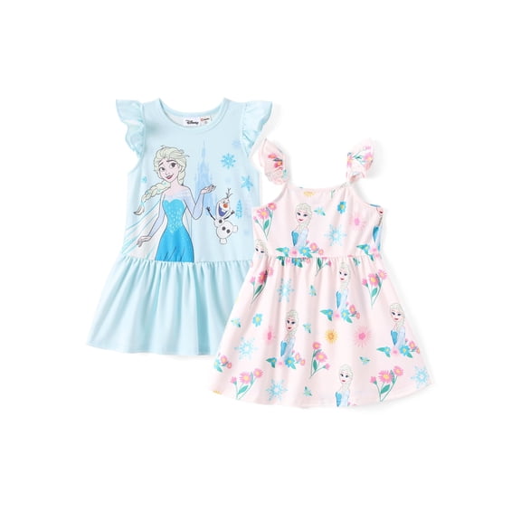 Pack de 2 vestidos para niñas pequeñas de Disney Frozen Elsa y Olaf