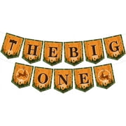 JOYMEMO The Big One Hunting Birthday Banner - Hunting 1st Birthday Party Decorations Boy, Pre-Strung Camouflage Hunter themed Birthday Gone Hunting Party Supplies