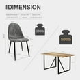 thumbnail image 5 of Set of 4 Modern Wood Colour Suede Dining Table, Mid Century Wooden Kitchen Table Set, Metal Base & Legs, for Dining Room and Living Room, Natural+Grey, 5 of 7