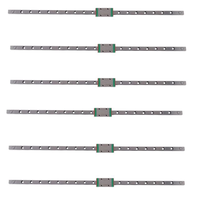 6 Uds., Guía Lineal de 9 mm, Riel En Miniatura MGN9,Riel Lineal de 400 mm Y 6 Uds.,Deslizador de Riel En Miniatura MGN9H