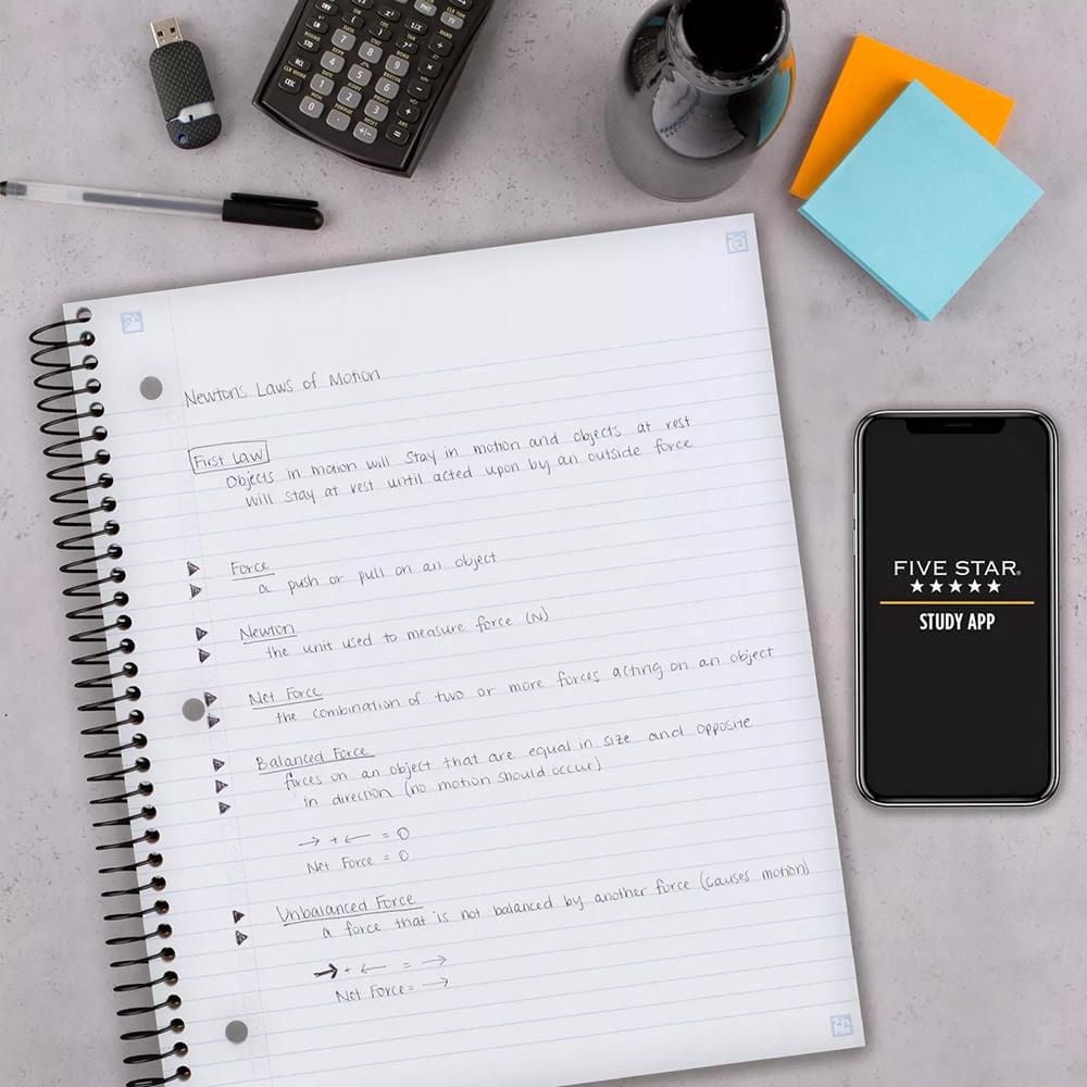 Five Star 1 Subject Notebook 200 pages Black