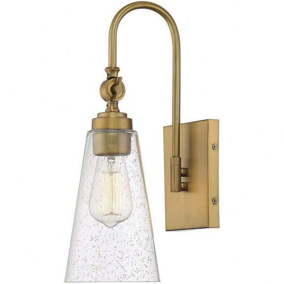 1 Light Metal Down Wall Mount with Clear Seeded Glass-16 inches H By 5.5 inches W-Warm Brass Finish Bailey Street Home 159-Bel-4487559