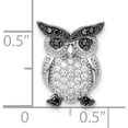 thumbnail image 4 of Sterling Silver Rhodium-Plated Black And Clear Cz Owl Chain Slide (15.02 X 11.67) Made In Myanmar/Burma qp5364, 4 of 5
