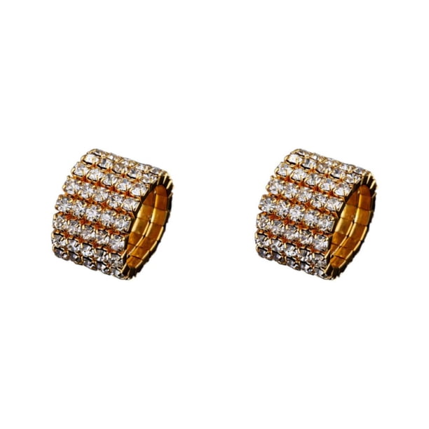 Sonducket Anillo de compromiso único, promesa de boda, diamantes deslumbrantes, aleación de estilo incomparable, resistente, dorado, 5 filas dorado 5 filas 2Conjunto