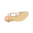 thumbnail image 6 of BLISSFUL STEP Women's Shoes Rhinestone Ankle Strap Kitten Heel Open Toe PU Buckle Sandals  Rose Gold 7, 6 of 8