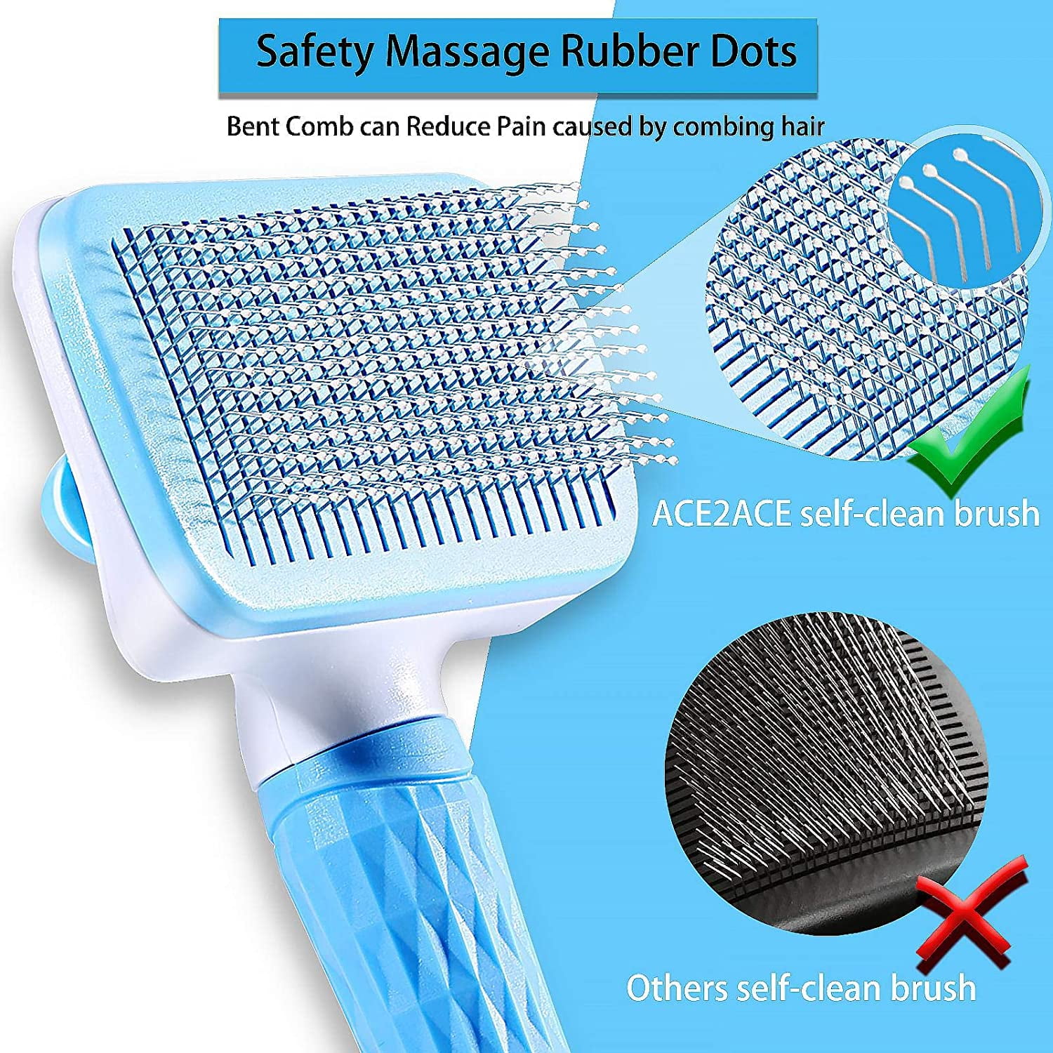 Slicker Dog Comb Brush Pet Grooming Brush Daily Use to Clean Loose Fur Dirt Great for Dogs and Cats with Medium Long Hair Blue Walmart