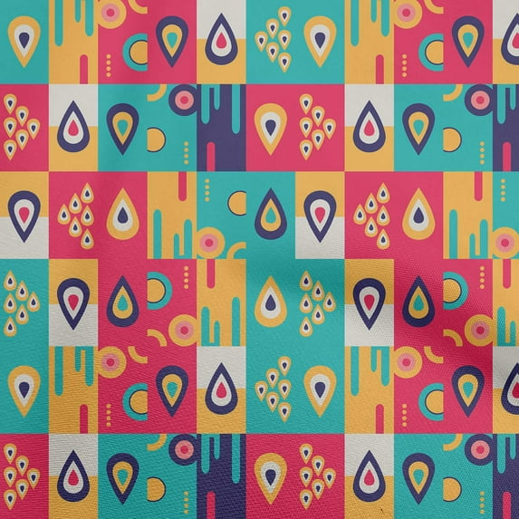 oneOone Cotton Flex Teal Green Fabric Abstracts Craft Projects Decor Fabric Printed By The Yard 40 Inch Wide