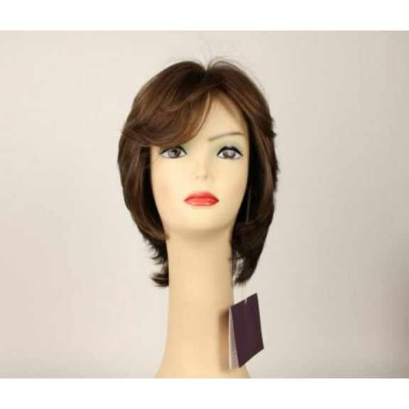 European Human Hair Freeda Wig Linda Medium Brown With Blonde Highlights Skin Top Size L