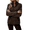 Coffee, variant on Mengpipi Women's Solid Color Fluffy Fleece Coat Casual Lapel Collar Full Zip Jacket S-2XL