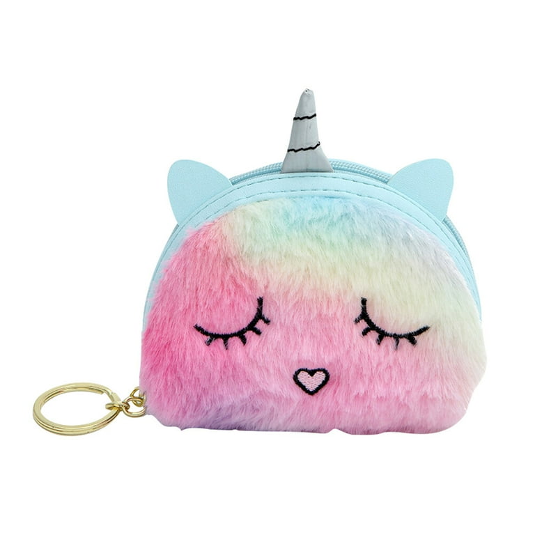 Unicorn Purse Colorful Mini Coin Pouch Plush Small Wallet Girls Fashion Change Bag for Women Ladies Random Color