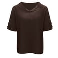 thumbnail image 4 of TYGHBN 2025 New Women's Solid Color and Linen Loose Top T Shirt Long Women T Shirt Dark Shirt Women Running Shirt Long Sleeve Short Athletic Tops for Women Short Sleeve Womens Long Sleeved Tee Shirt, 4 of 5