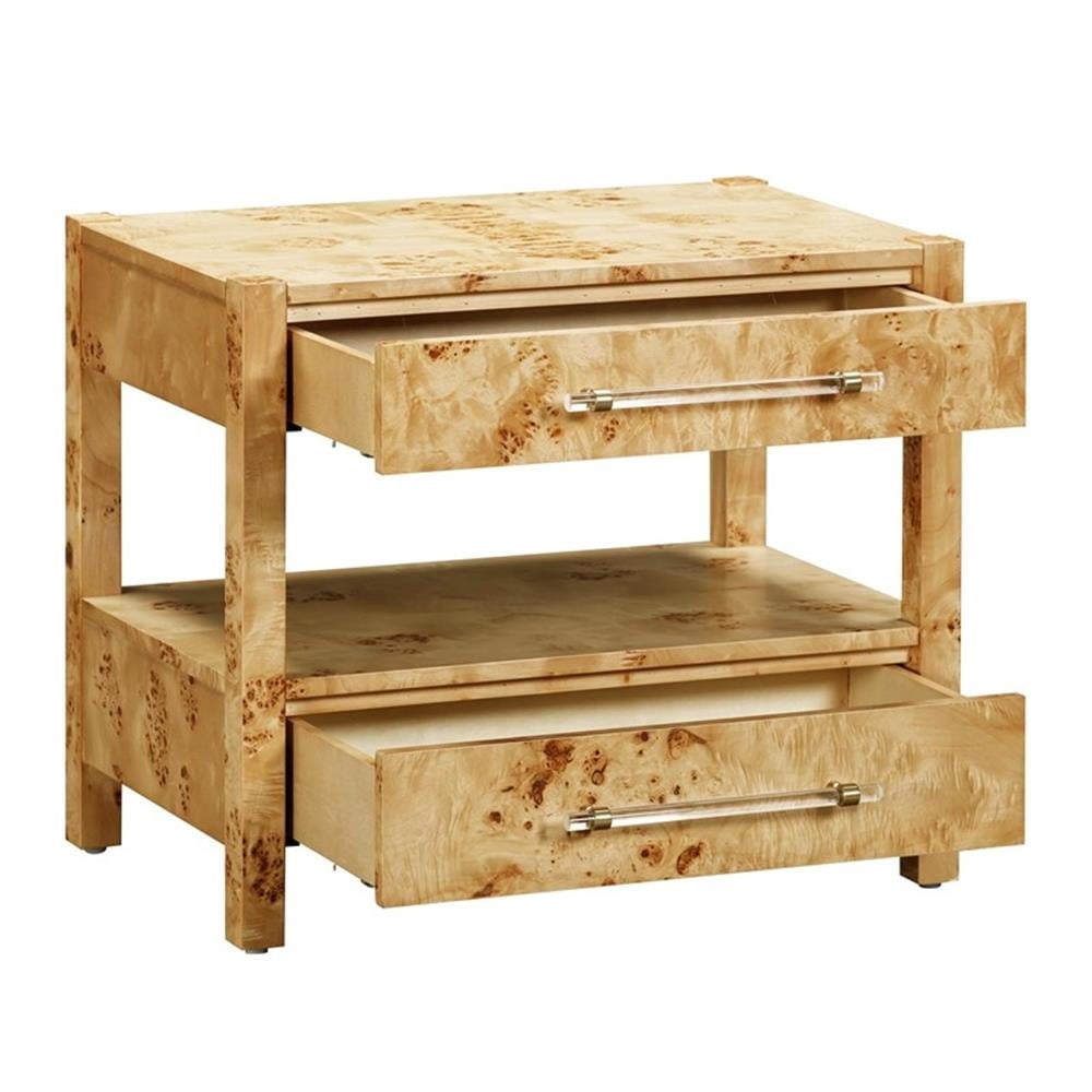 Maklaine Engineered Wood Natural Brown Nightstand Rectangular Unassembled