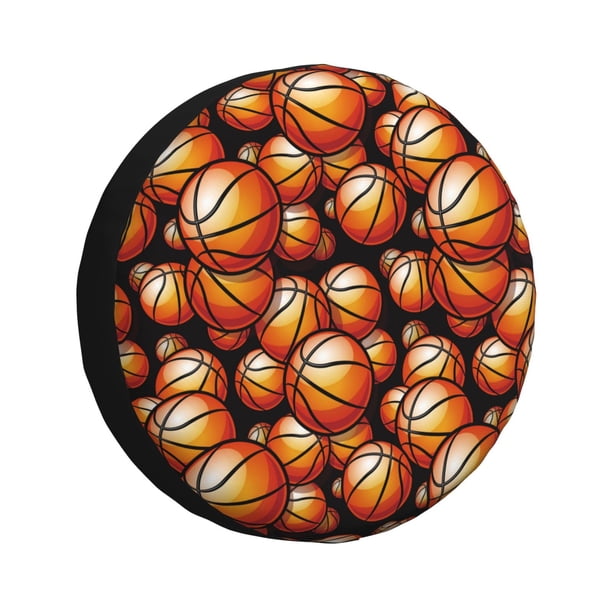 Fotbe Vintage Basketball Funda de Llanta de Repuesto con Estampado, Engrosada, Ajuste Universal para Jeep, Remolque, RV, SUV, Camión-15 inch