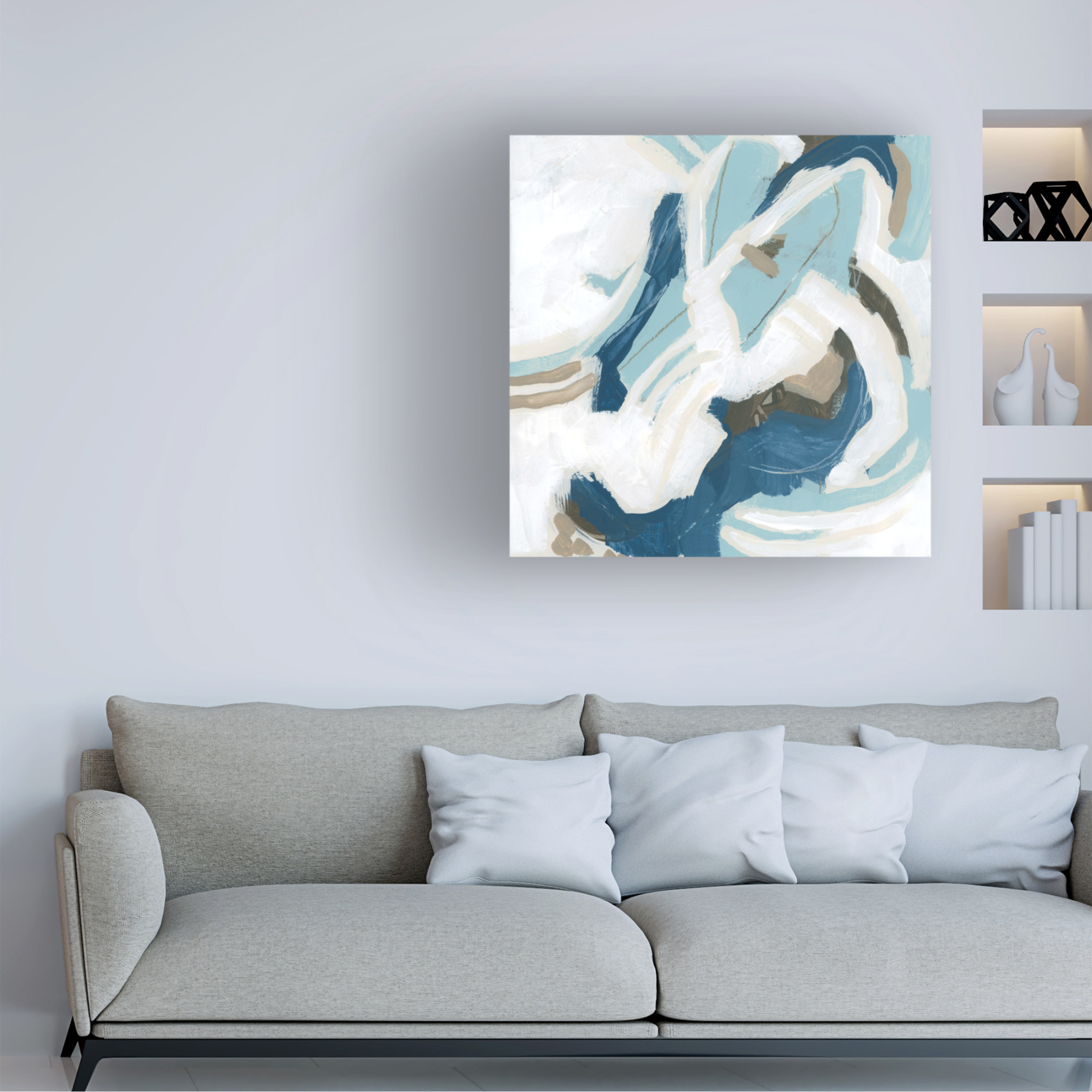 Canvas Wall Art - June Erica Vess 'Azul Rhythm I' Wall Art for Living Room, Bedroom, or Office Décor by Trademark Fine Art - 24 x 24 Inches