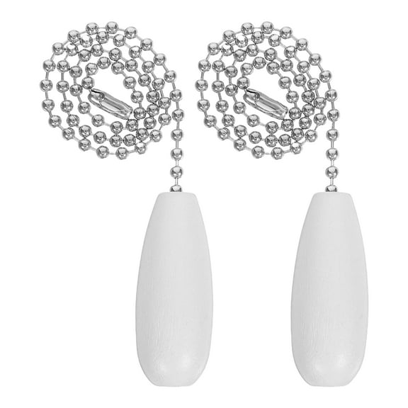 Niceauty 2Pcs Ceiling Fan Chain Extension White Wooden Pendant Pull Cord Easy Install Durable