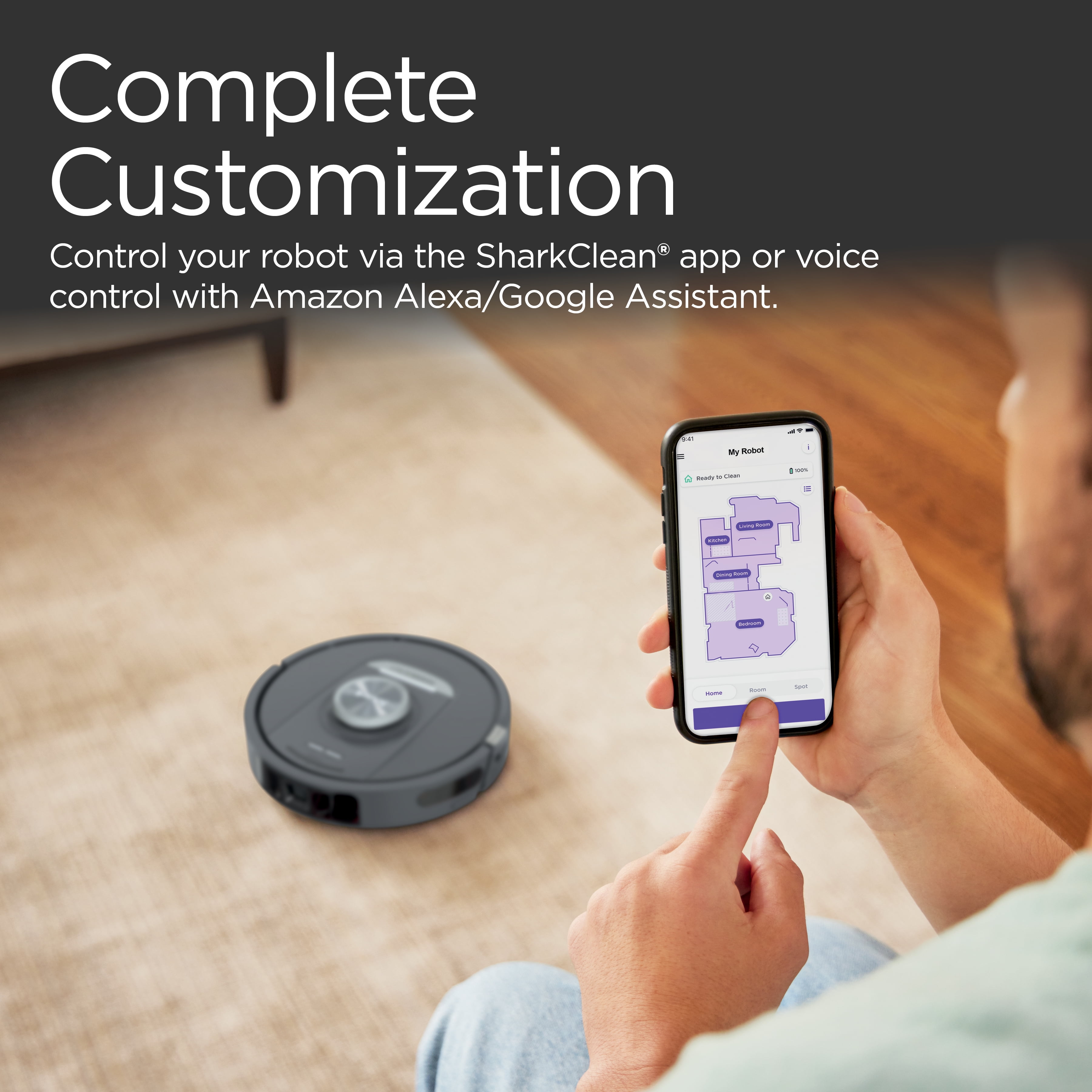 Shark® PowerDetect™ Self-Empty Robot Vacuum with NeverStuck Technology, Auto Deep-Clean Carpets & Hardfloors, XL 60 Day Capacity HEPA Bagless Base, AV2820AE