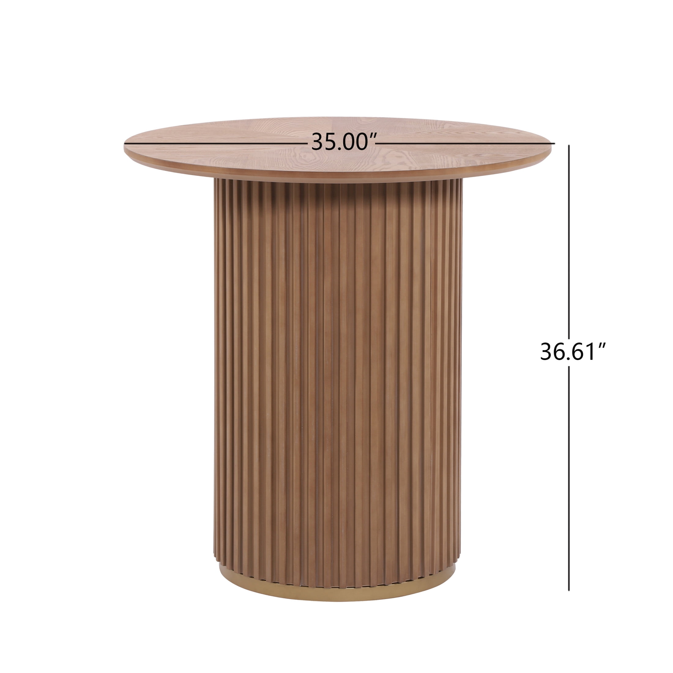 Christopher Knight Home 36.6"H Modern Round Counter Height Dining Table, Iron Fluted Base, Light Ash