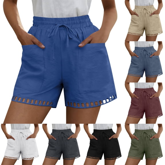 Kojanyu Women's Drawstring Shorts Casual Summer Lounge Shorts with Pockets Comfortable Loose Beach Vacation Shorts