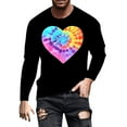 thumbnail image 2 of EchfiProm Black Graphic Tees for Men Valentine Shirts Basic Long Sleeve Graphic Big and Tall Mens Tops Heart 2XL, 2 of 5