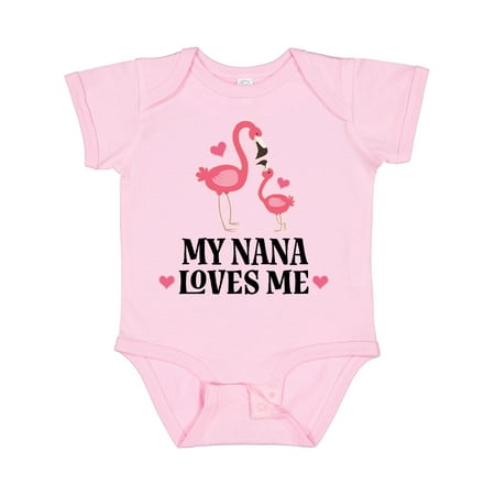 

Inktastic Nana Loves Me Girl Flamingo Gift Baby Girl Bodysuit