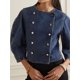 thumbnail image 3 of Abrigo de mezclilla Vintage para mujer, chaqueta de doble botonadura, Top ajustado, elegante, combina con todo, moda europea y americana, Otoño, nuevo, 3 of 3