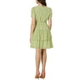thumbnail image 3 of Allegra K Women's Tie Neck Ruched Sleeve Elastic Waist A-Line Double Layers Ruffle Hem Short Dress, 3 of 6