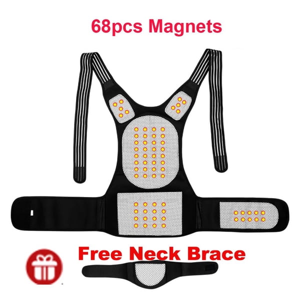 Imanes de turmalina para terapia de autocalentamiento, Corrector de postura de cintura, hombros y columna vertebral, cinturón de soporte para el cuello, 68 piezas
