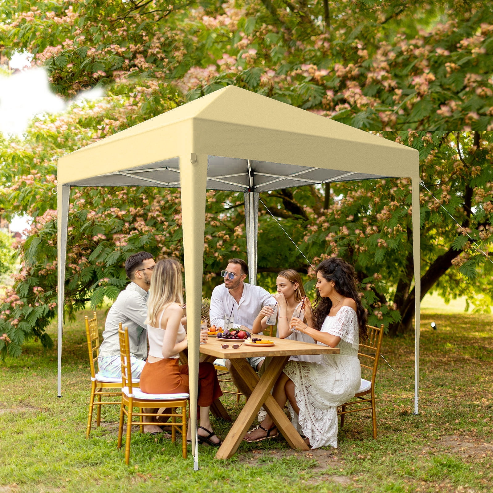 6.5x6.5Ft Two Doors & Two Windows Practical Waterproof Right-Angle Folding Tent, Khaki