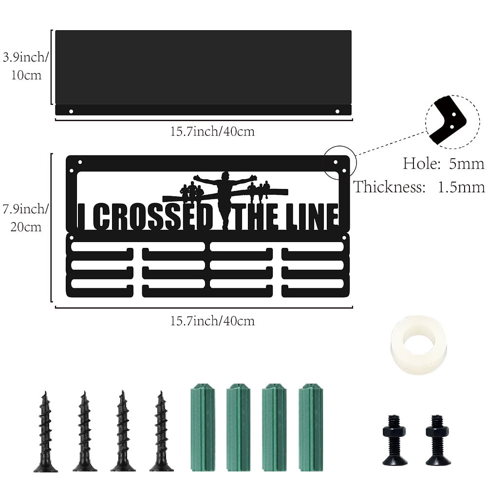 Running Race Medal Holder Wall Hanger Trophy Shelf with Hooks Marathon Iron Medals Display Awards Hanging Rack Ribbon Organizer